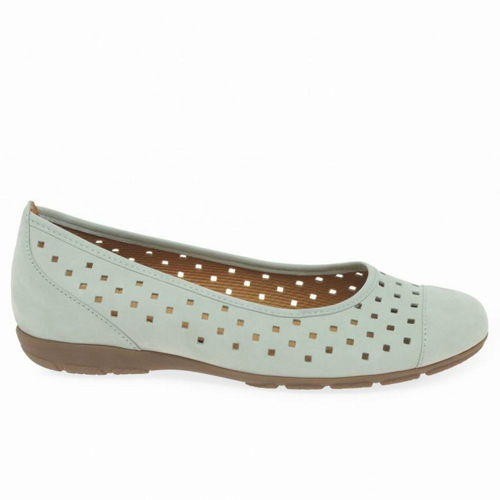 Mint Gabor Ruffle Punched Detail Casual Women Flat Shoes | FEAN-04893