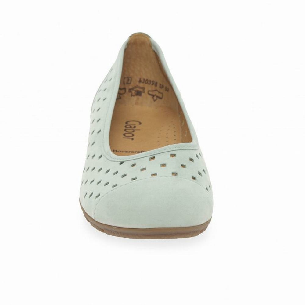 Mint Gabor Ruffle Punched Detail Casual Women Flat Shoes | FEAN-04893