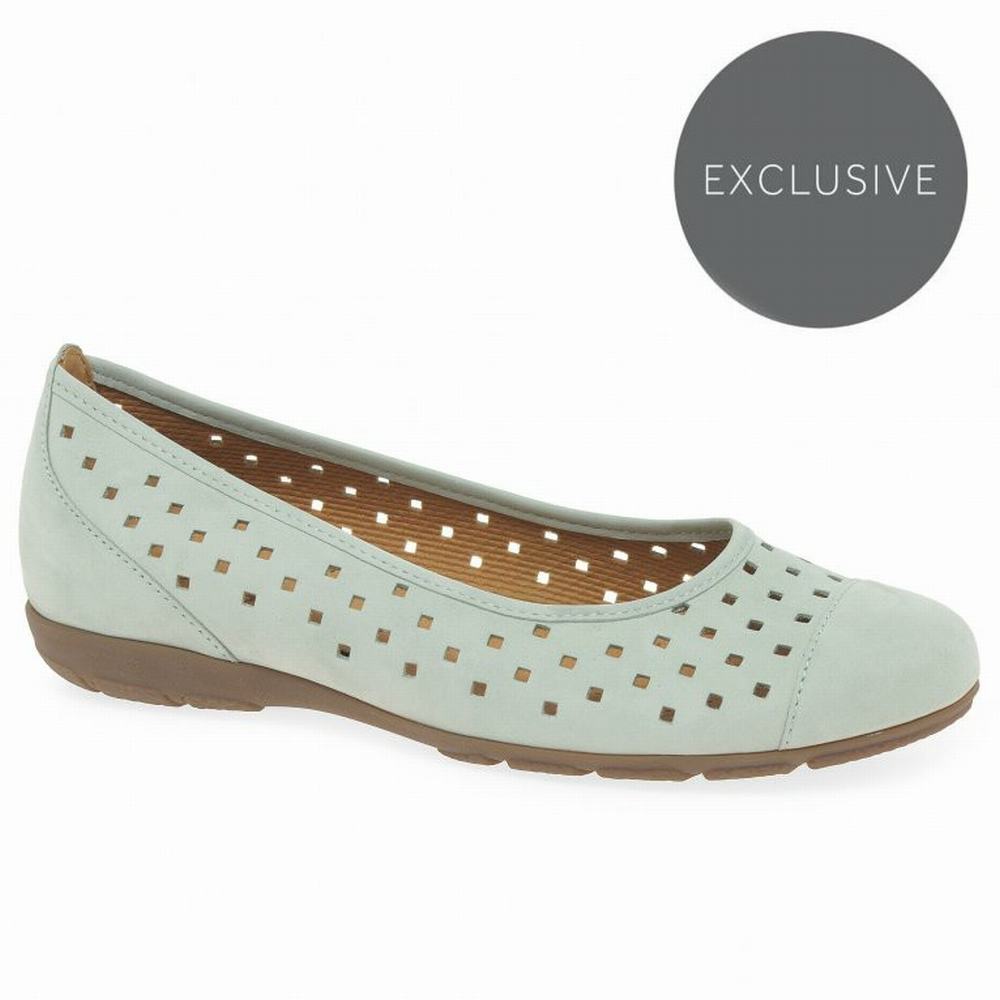 Mint Gabor Ruffle Punched Detail Casual Women Flat Shoes | FEAN-04893