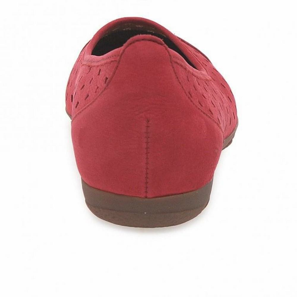 Red Gabor Ruffle Punched Detail Casual Women Flat Shoes | RFMC-87463