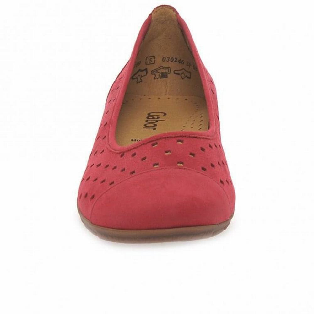 Red Gabor Ruffle Punched Detail Casual Women Flat Shoes | RFMC-87463