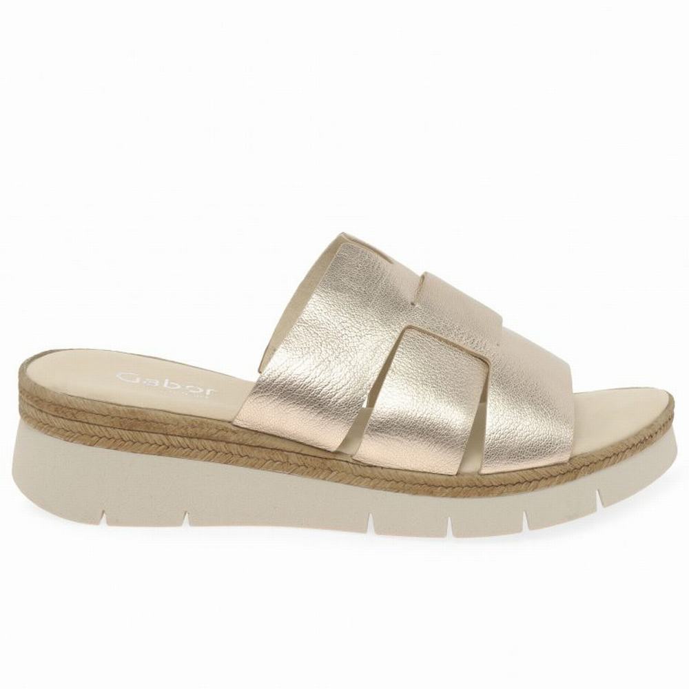 White Gabor League Mule Women Wedge Sandals | QXGB-24038