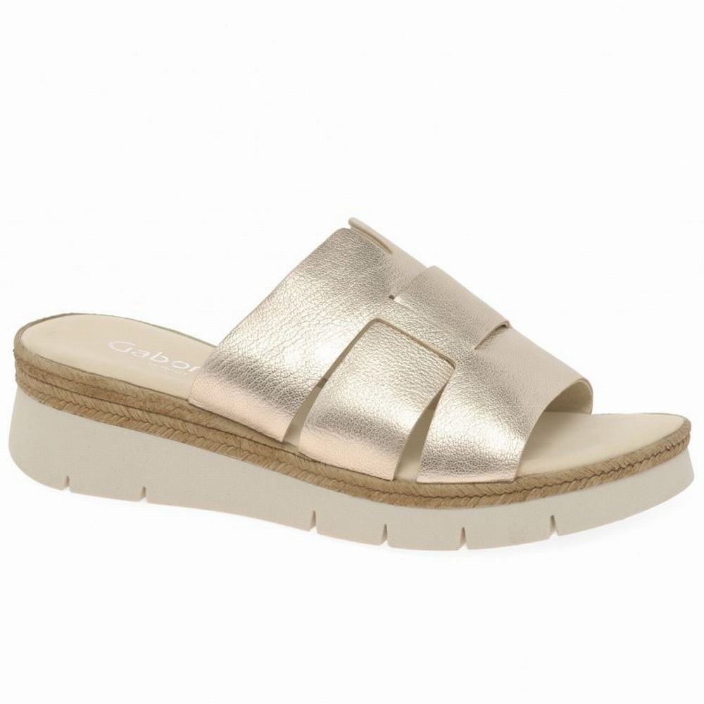 White Gabor League Mule Women Wedge Sandals | QXGB-24038