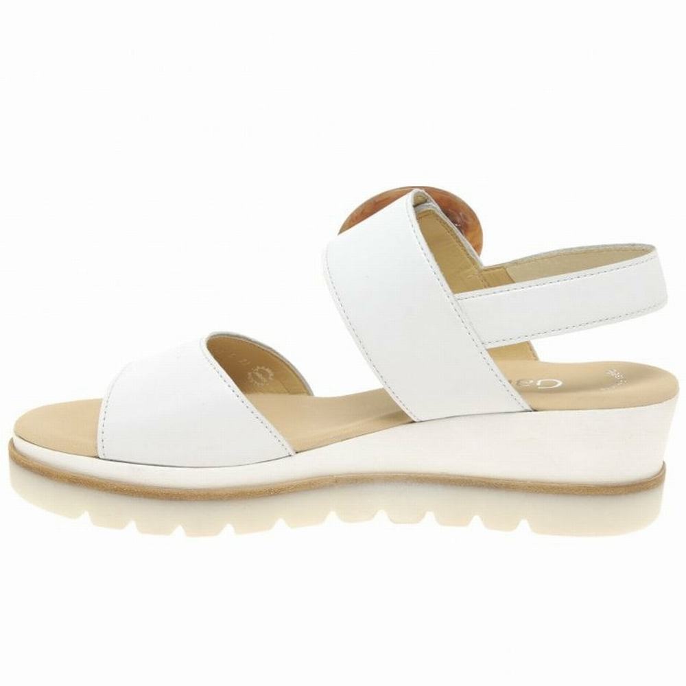 White Gabor Yeo Women Wedge Sandals | EYHK-86327