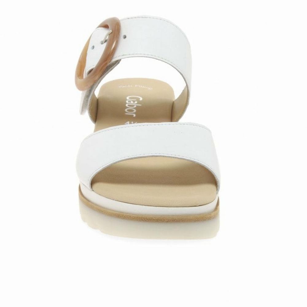 White Gabor Yeo Women Wedge Sandals | EYHK-86327