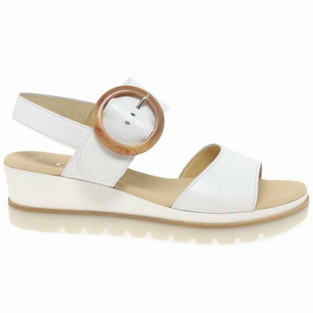 White Gabor Yeo Women Wedge Sandals | EYHK-86327