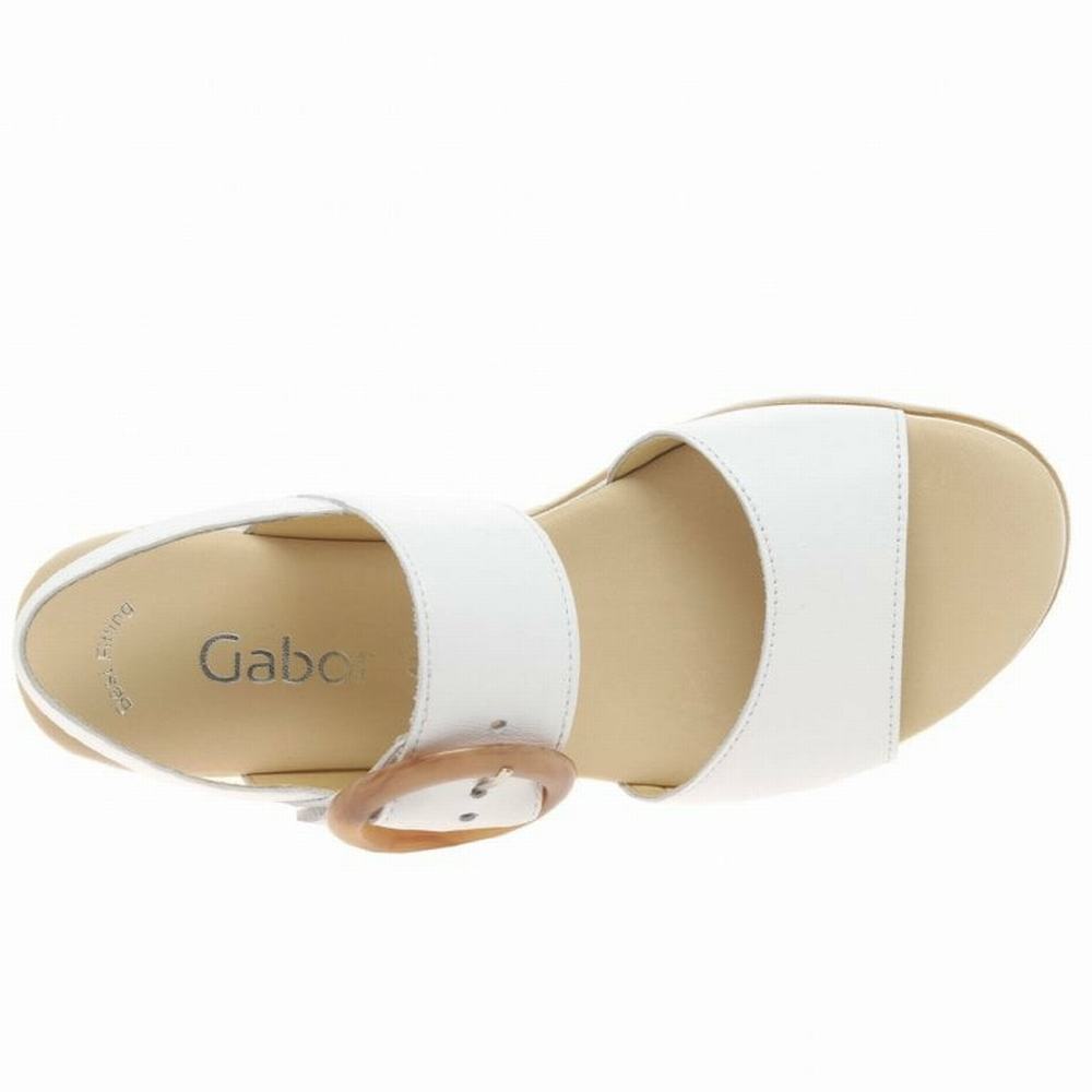 White Gabor Yeo Women Wedge Sandals | EYHK-86327