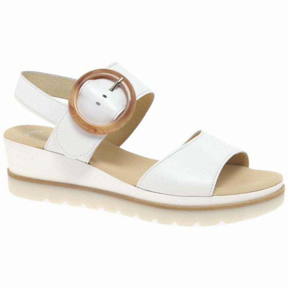 White Gabor Yeo Women Wedge Sandals | EYHK-86327