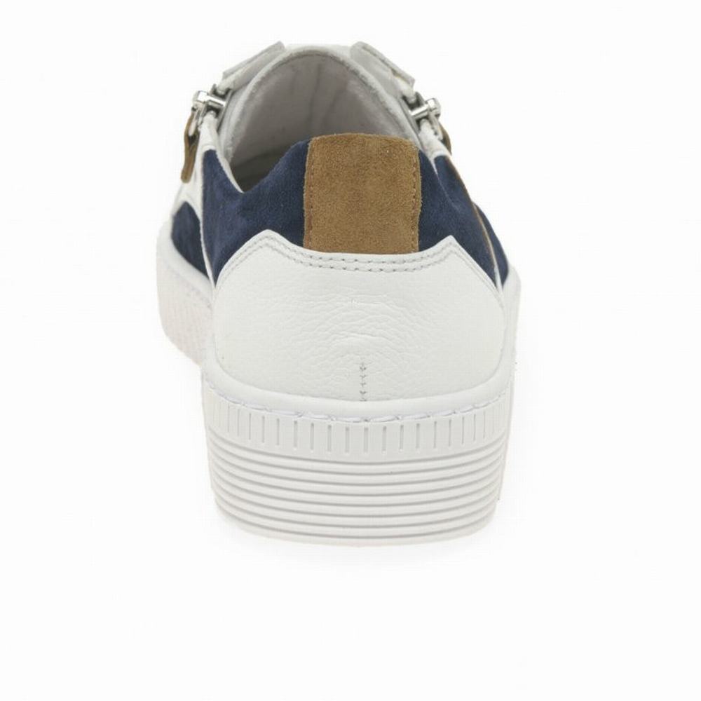 White / Blue Gabor Wemo Women Trainers | BDOQ-74258