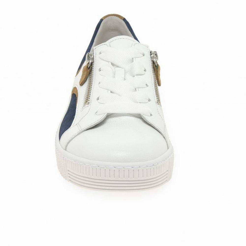 White / Blue Gabor Wemo Women Trainers | BDOQ-74258