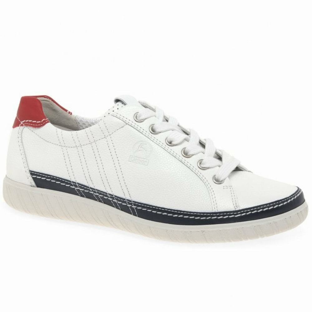 White / Navy / Red Gabor Amulet Wide Fit Women Trainers | YLRQ-31408