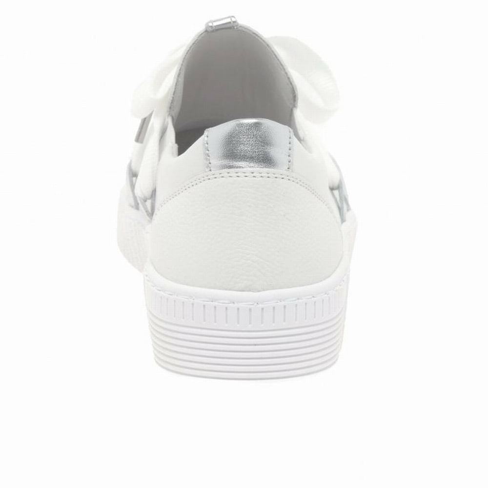 White / Silver Gabor Waltz Casual Women Trainers | QKUX-32149