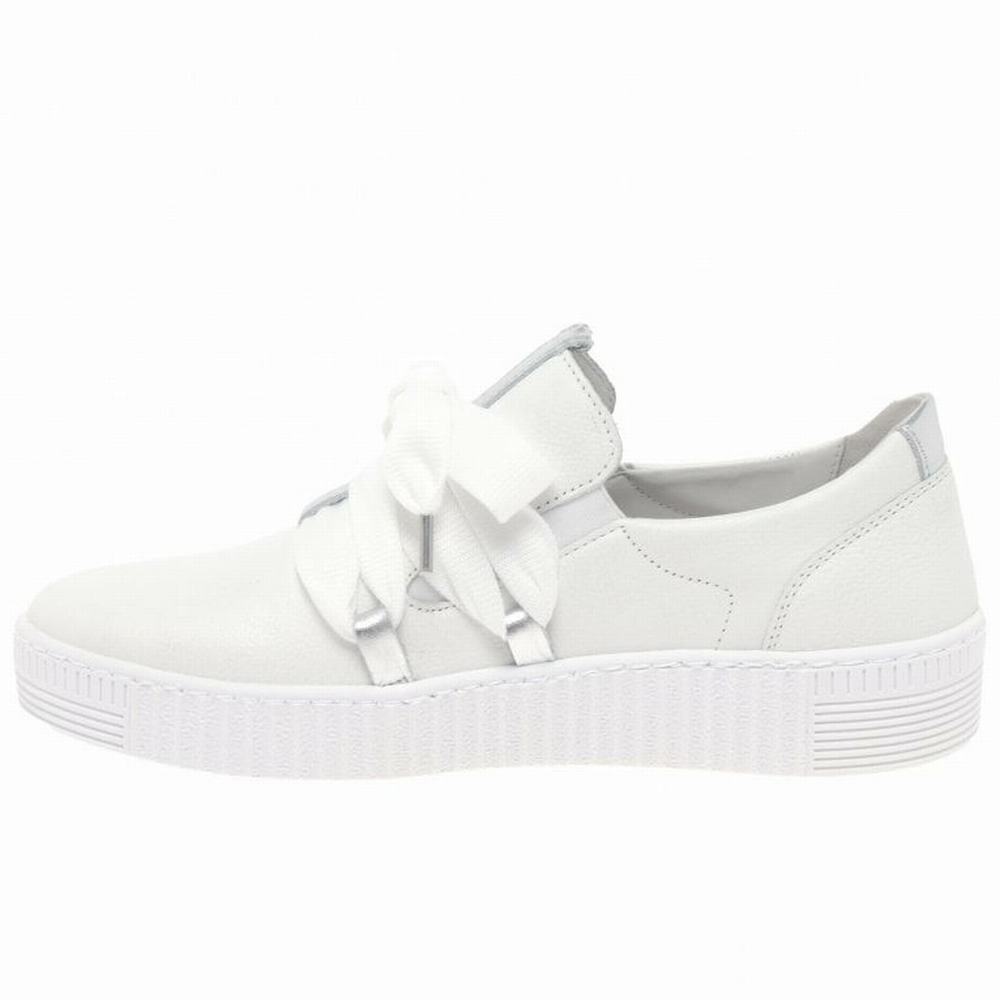 White / Silver Gabor Waltz Casual Women Trainers | QKUX-32149